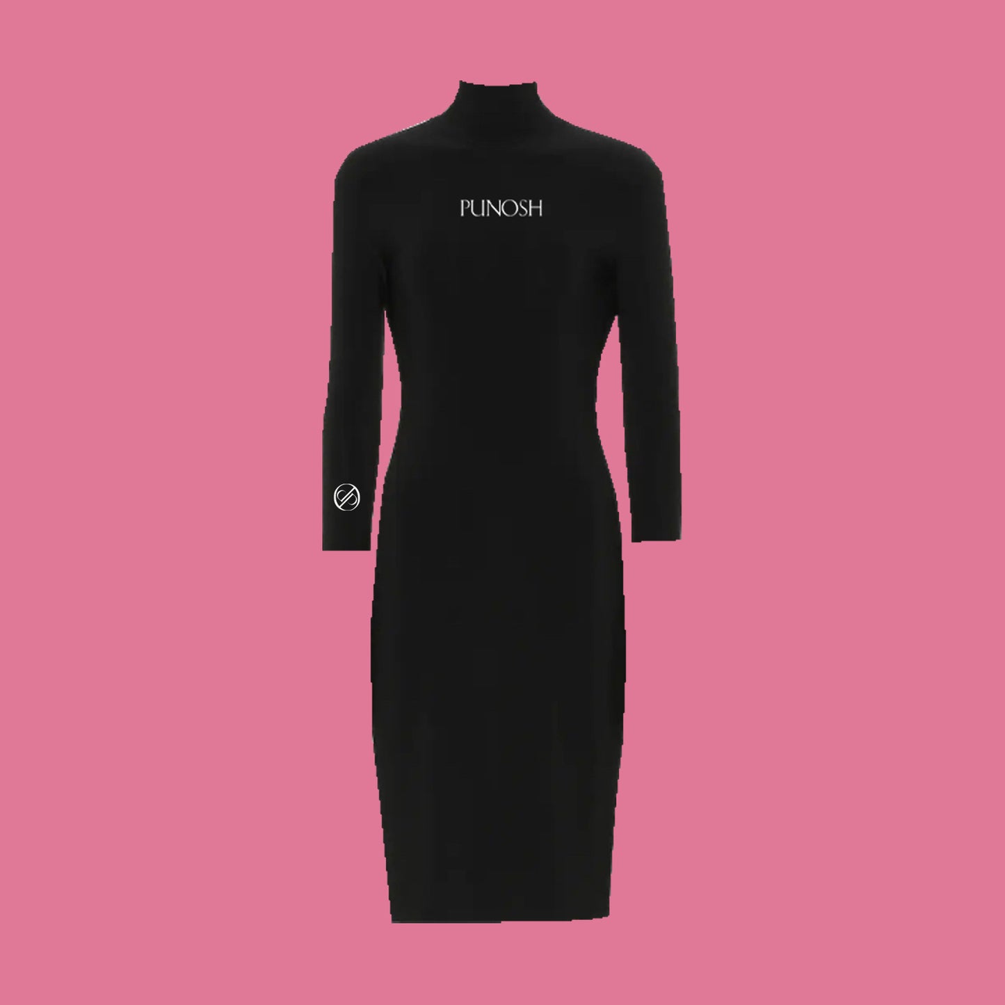 Mock Neck Longsleeve Dress (Black)