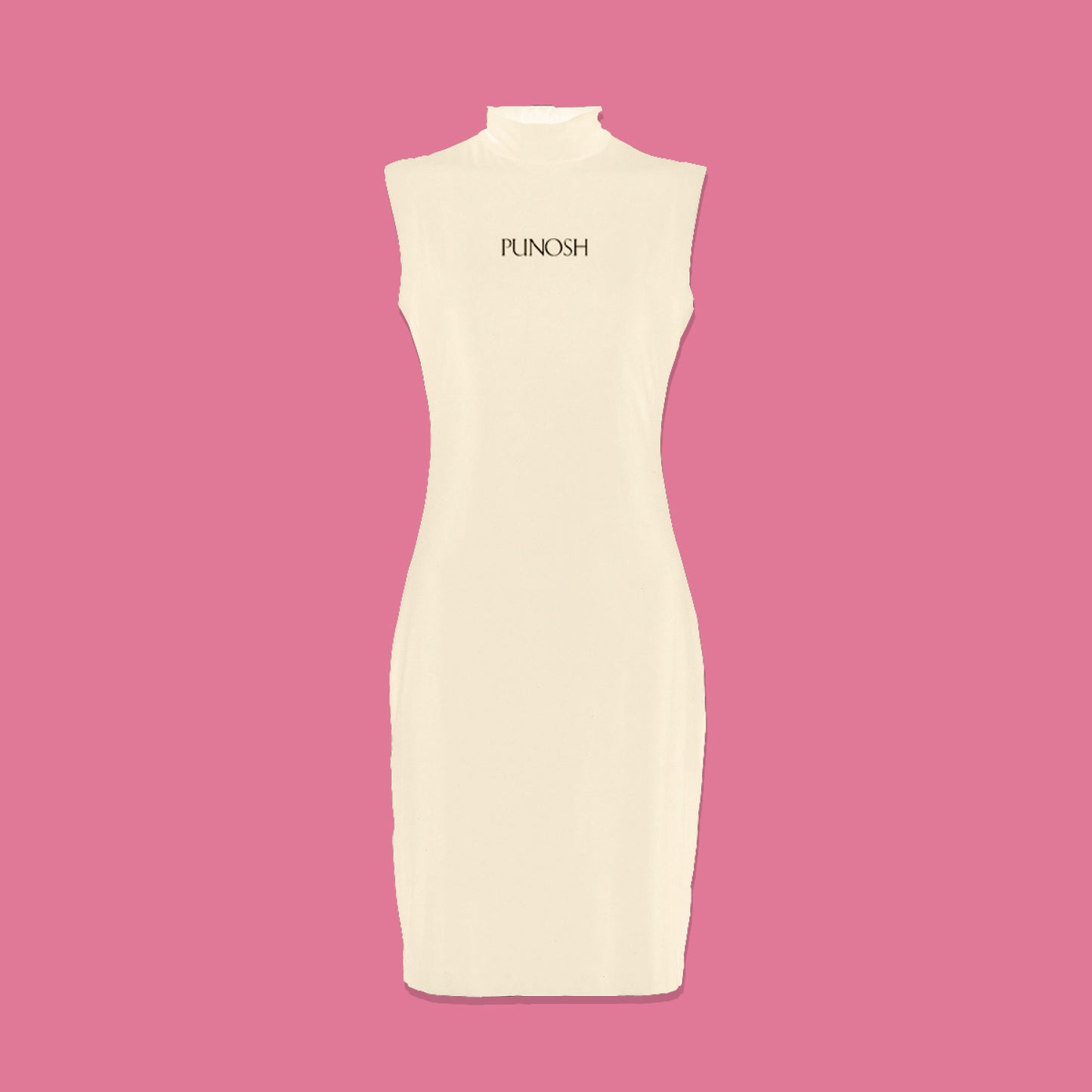 Mock Neck Sleeveless Dress (Nude)