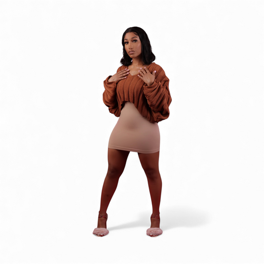 Camel Crop Thick Knit Sweater