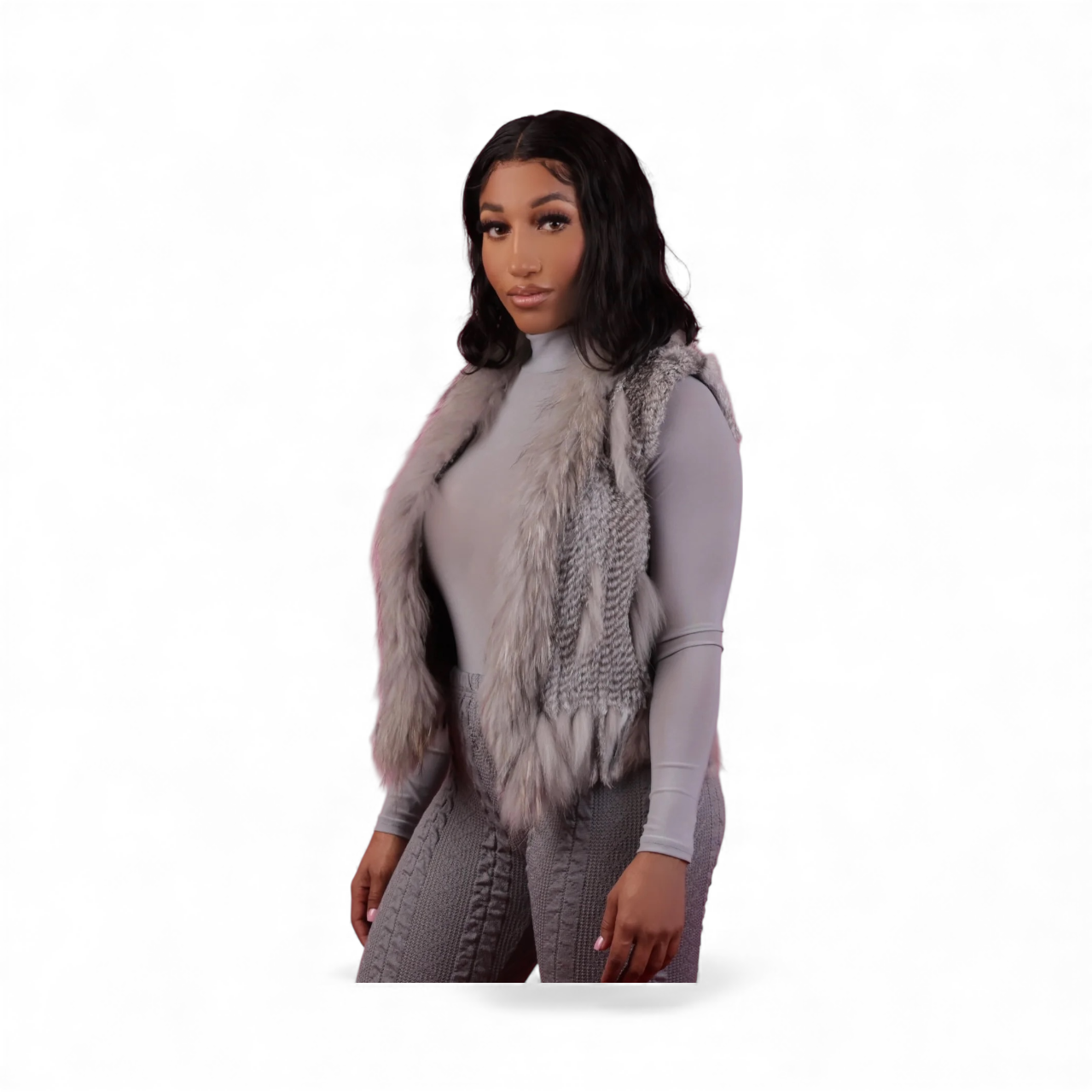 Grey Rabbit Fur Vest