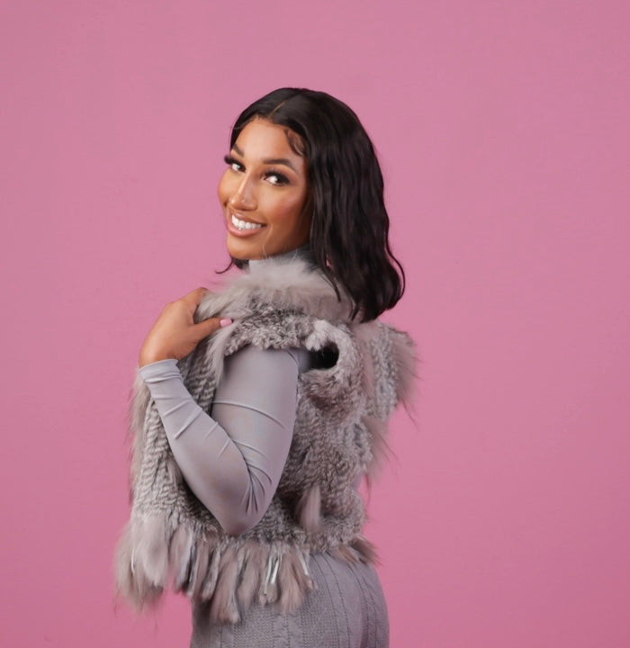 Grey Rabbit Fur Vest