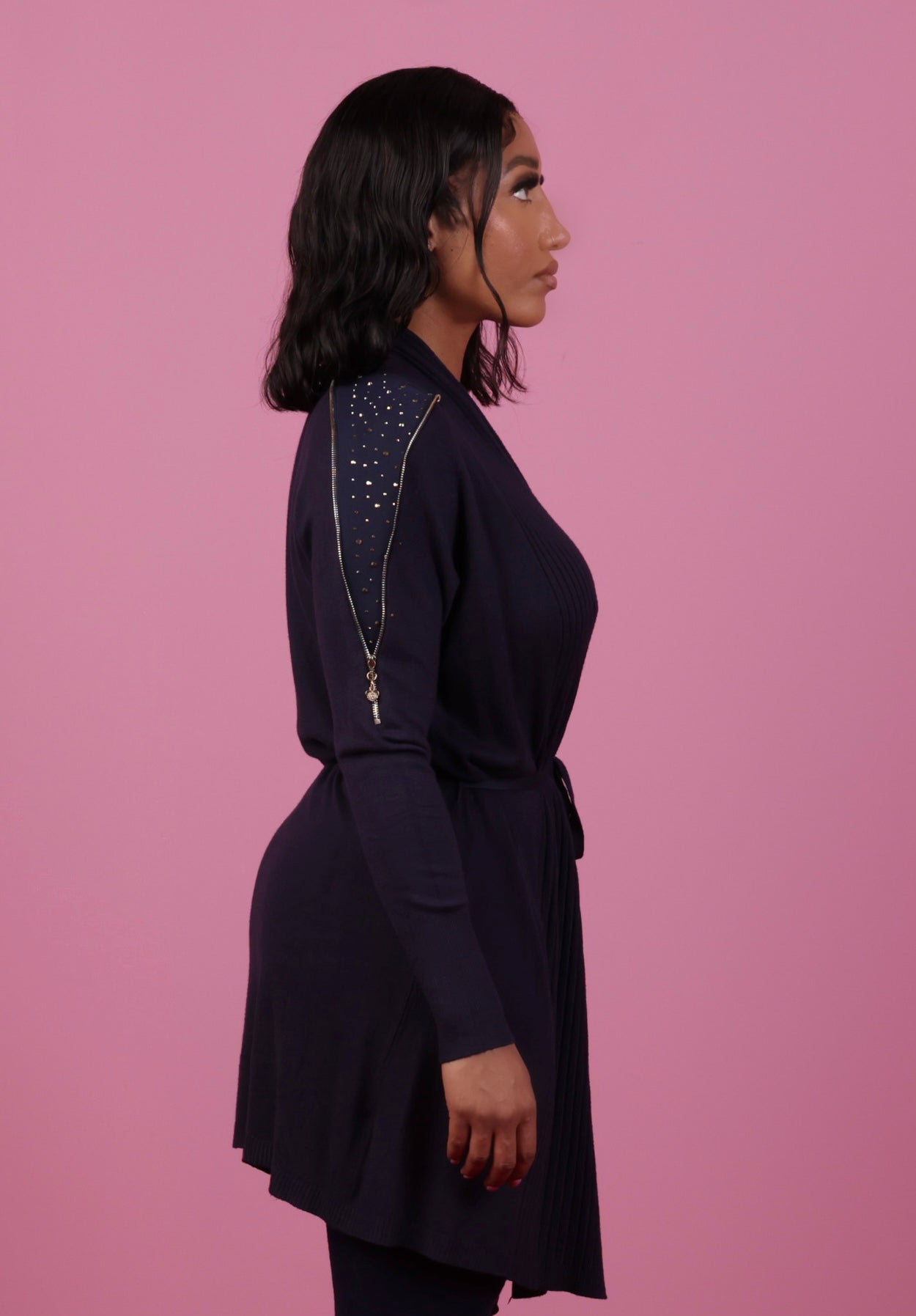 Midnight Star Navy Blue Belted Cardigan