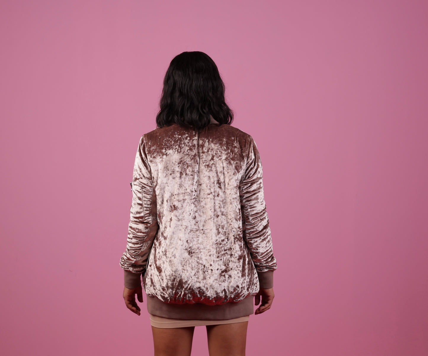 Muave Pink Crush Velvet Oversized Bomber Jacket (NO Purse Needed!!!)