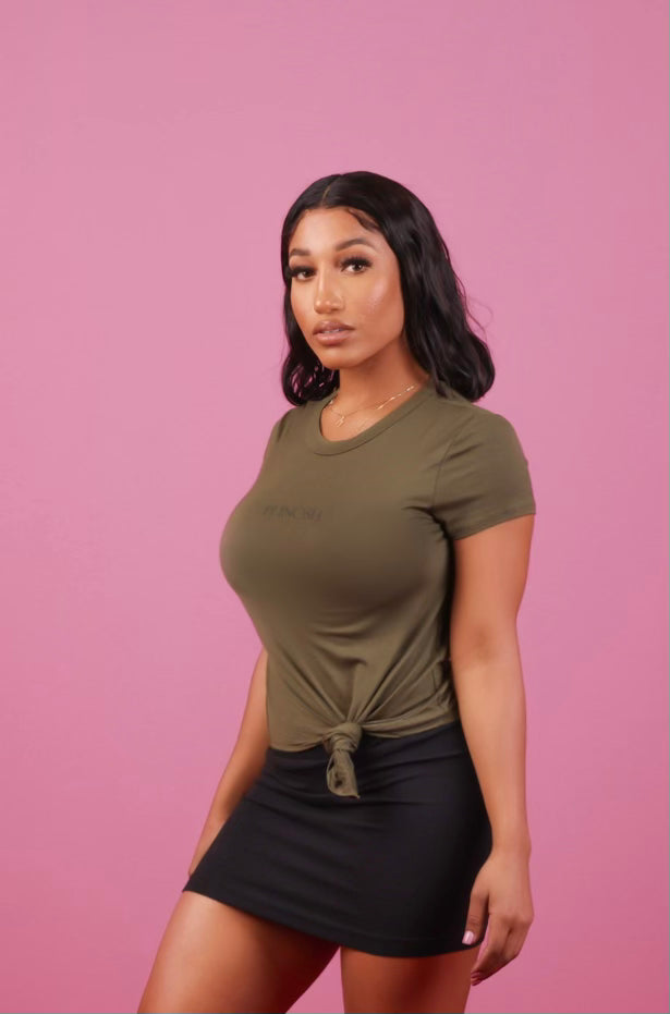 Punosh Logo Tie-Knot Short Sleeve T-Shirt (Olive)