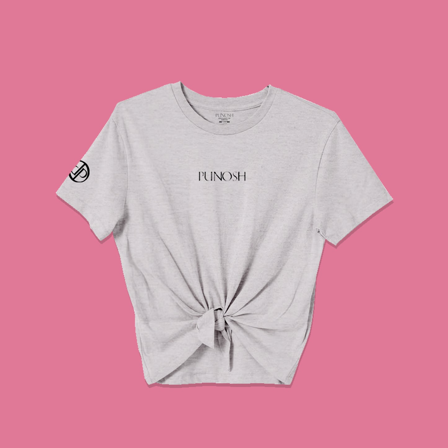 Punosh Logo Tie-Knot Short Sleeve T-Shirt (Grey)