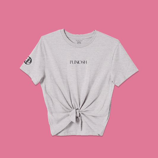 Punosh Logo Tie-Knot Short Sleeve T-Shirt (Grey)