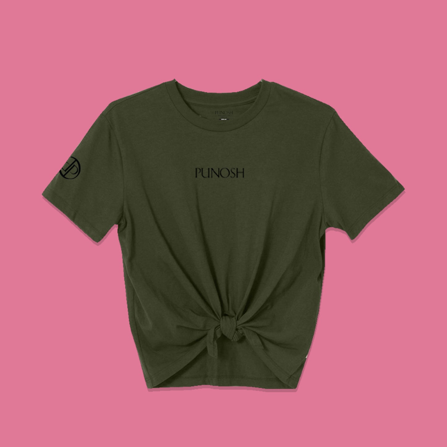 Punosh Logo Tie-Knot Short Sleeve T-Shirt (Olive)