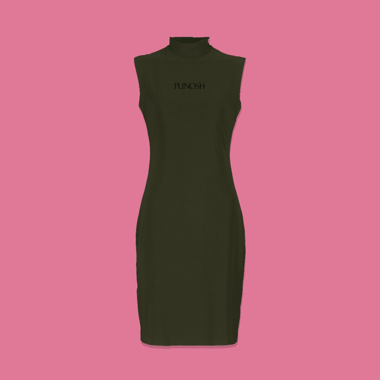 Mock Neck Sleeveless Dress (Olive)