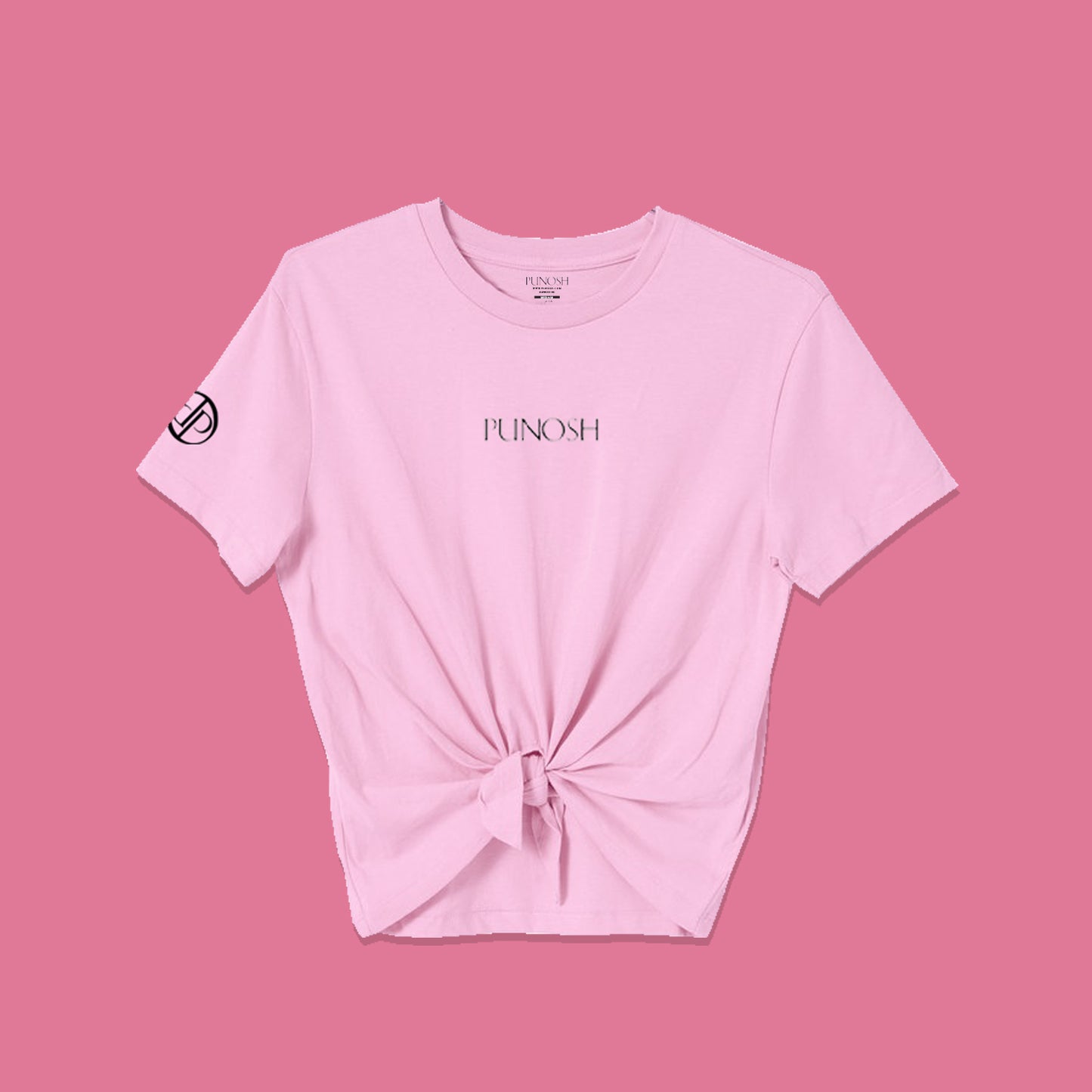 Punosh Tie-Knot Short Sleeve Logo T-Shirt (Pink)