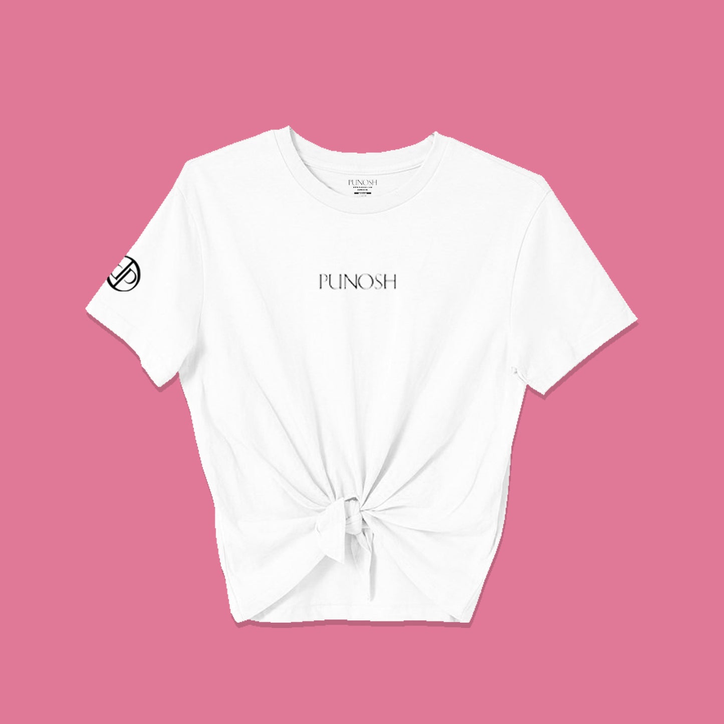 Punosh Logo Tie-Knot Short Sleeve T-Shirt (White)